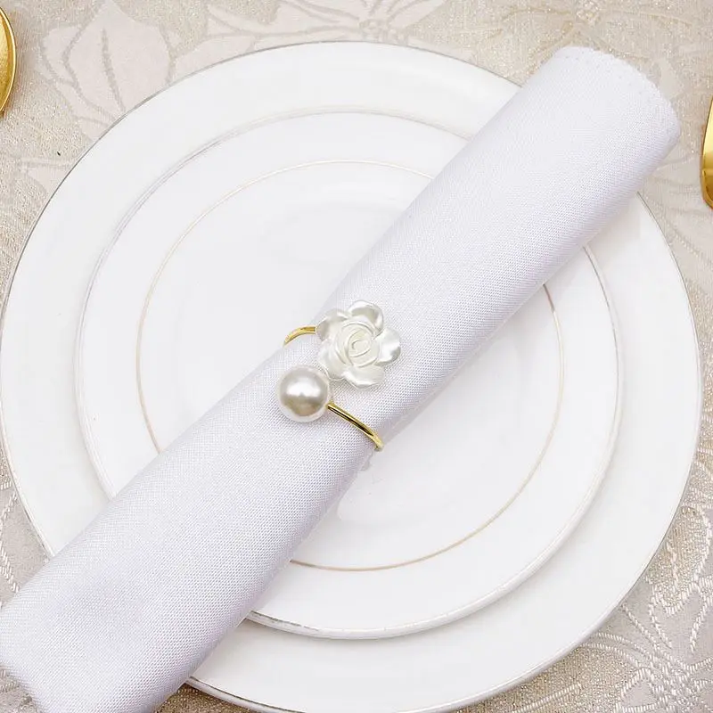 

Wholesale exquisite luxury crystal rhinestone napkin ring with pearl