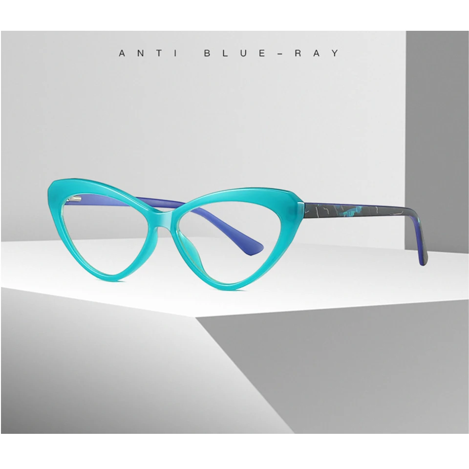 

Blue light blocking glasses for Women TR90+CP fashion cat eye fancy temples computer glasses, 6 colors