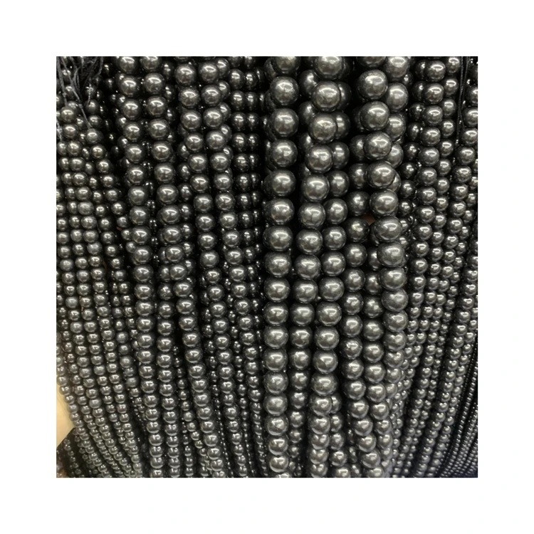 

Newest Design Semi-finished Loose Stone Beads Natural Shungite Stone Beads For Jewelry Making