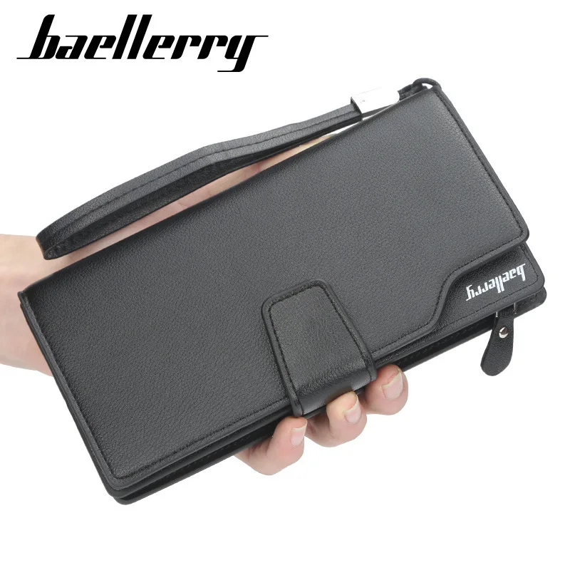 

Chinese Top Brand Wallet Bag BAELLERY Luxury Business Men's Pouch with Card Holder Big Space Portable Rope Hand Purse For Men, 10 colors