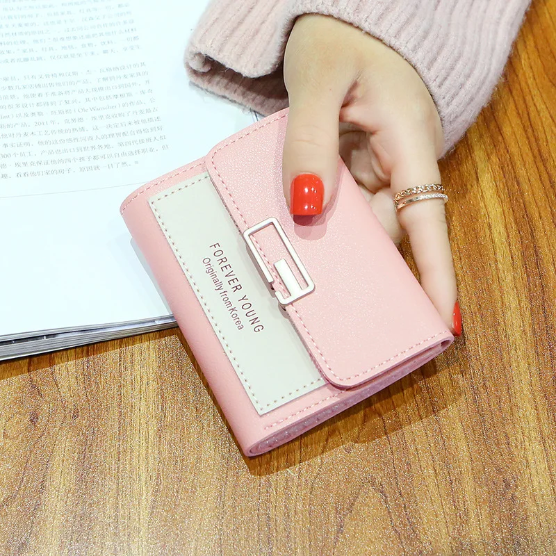 

Fashion New Large Capacity Women Short Wallet,Little Bear Head PU Leather Zipper Wallet Coin Case Bag for Lady, Black,gray,pink,red