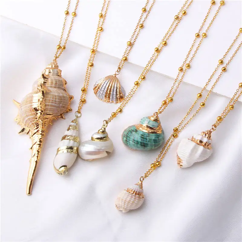 

Femme Fashion Necklace Artilady Natural Conch Shells Necklace Luxury Boho Sea Beach Cowrie Shell Pendant Collier for gift