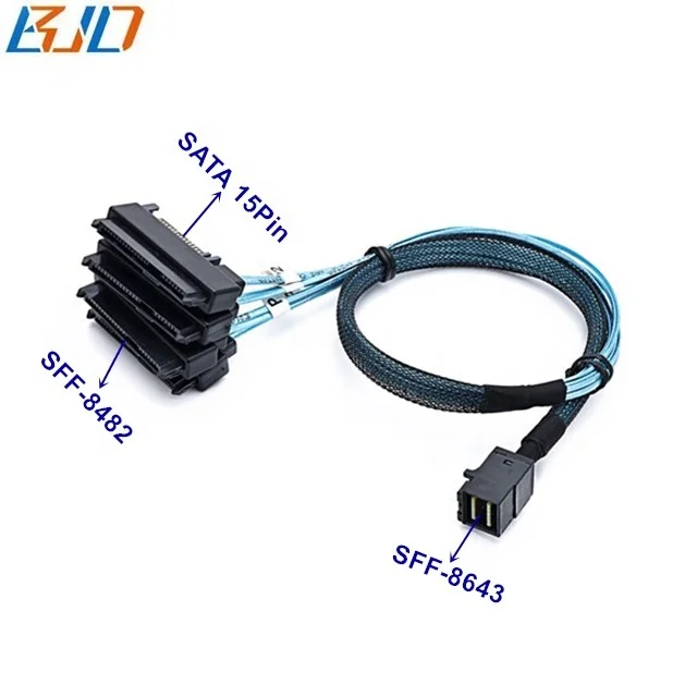 

Mini SAS SFF-8643 36pin To 4 SFF-8482 29Pin Connector with SATA 15pin Power Port 6GB/S HD Data Cable in stock