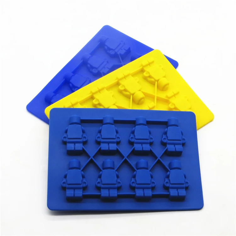 

Factory direct sales of silicone Lego ice lattice robot ice lattice silica gel chocolate mold, Blue/yellow