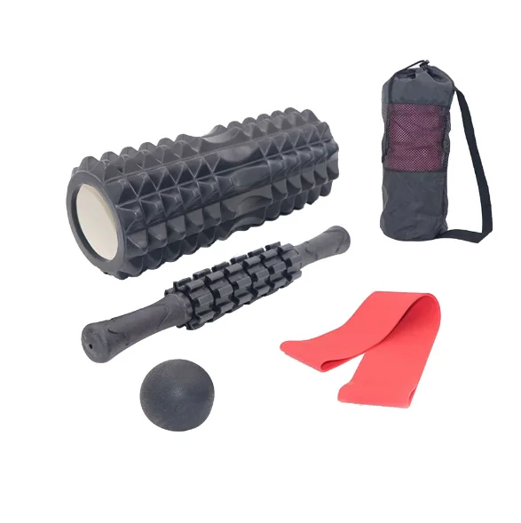 

Massage Fascia Balls +Resistance Bands+Pilates Stick+Personalised Collapsible Black Hollow Yoga Foam Rollers Set For Muscles, Pink/red/purple/black/green/blue/gray/orange