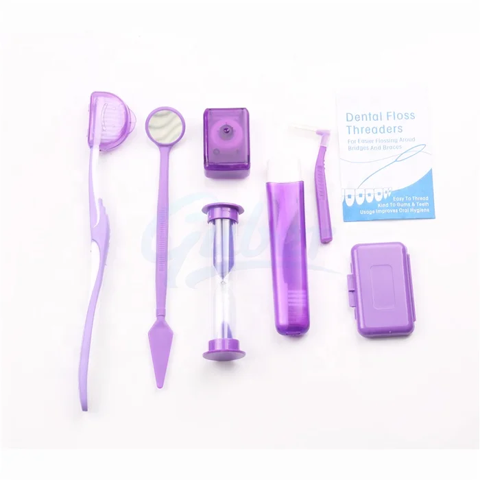 *Dentist Cleaning Mix Color Ortodoncia Care Teeth Braces Brush Purple Ortodoncia Travel Bag Orthodontic Cleaning  Kit