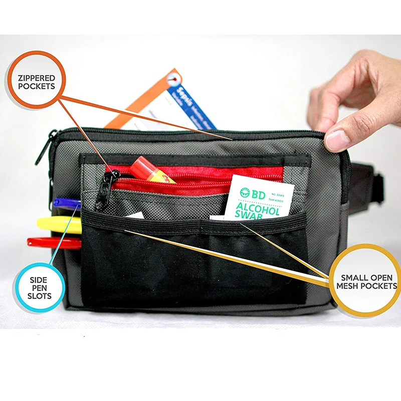 

Durable Belt Bag Zippered Organizer Medical Nurse Waist Bag, Color1