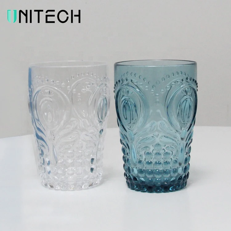 

Unbreakable Colored Crystal Acrylic Cut Wine Juice Water Glasses Pin Cups Plastic Highball Clear Polycarbonate Tumbler Glass, Green/blue or customized
