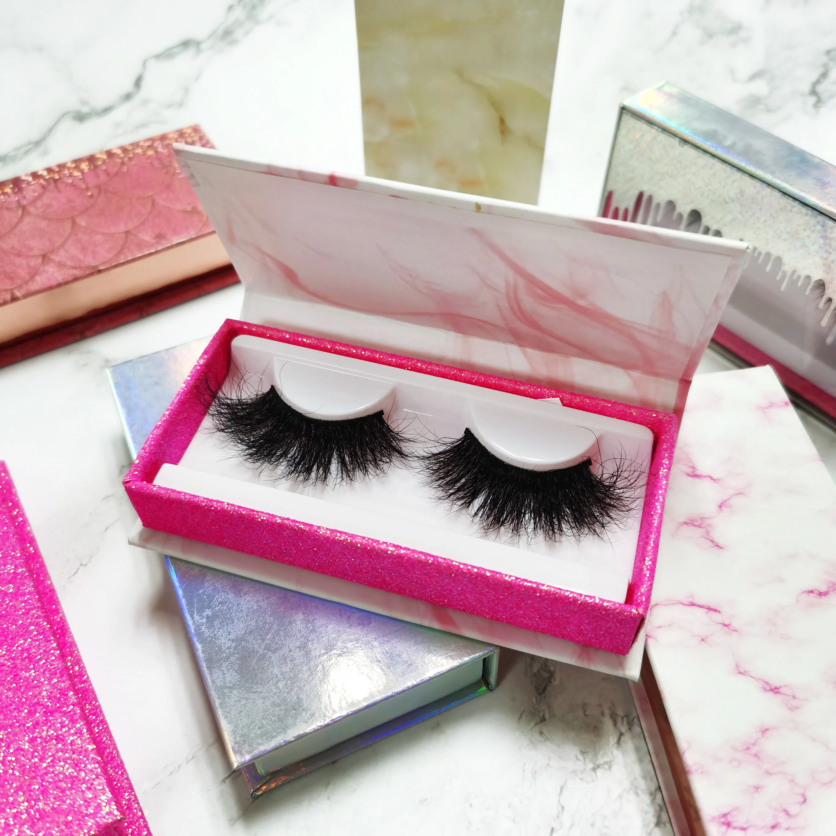 

Own Brand Thick Dramatic Eyelash Long Soft Mink Lashes Vendor 25mm Full Strip Lashes 3D Mink Eyelashes