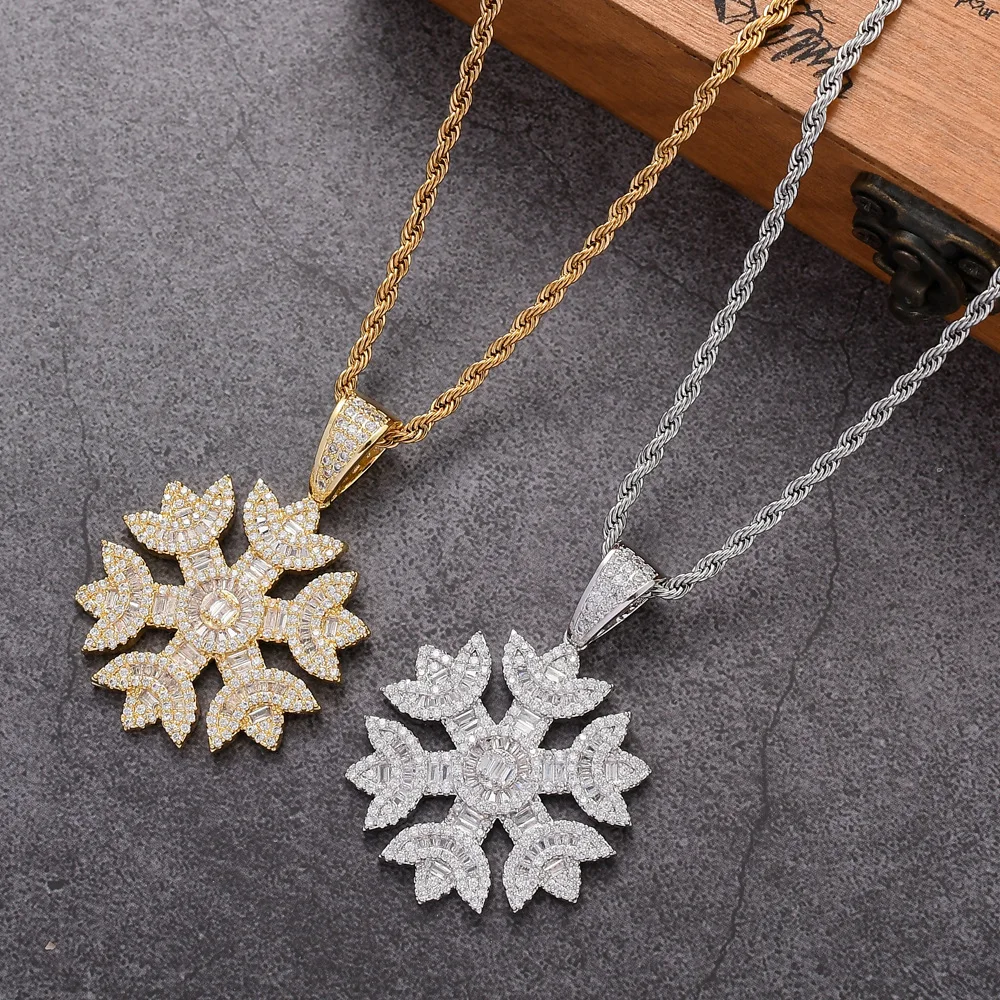 

2021 Sailing Jewelry Iced Out CZ Snowflake Pendant Necklace For Mens Hip Hop Zircon Snowflake Necklace