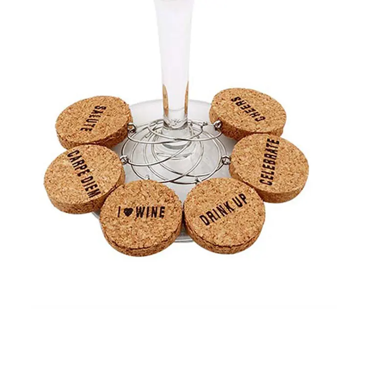 

factory Outlet ottle & glass holder come with 6 cork wine charms cork wine glass charms