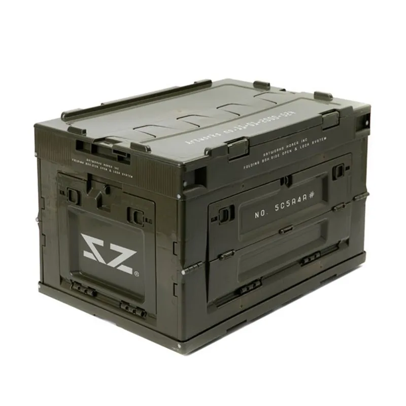 

Hot Selling Korean Style Foldable Plastic Folding Camping Box with Both Front and Side Open Lock Door, Customized