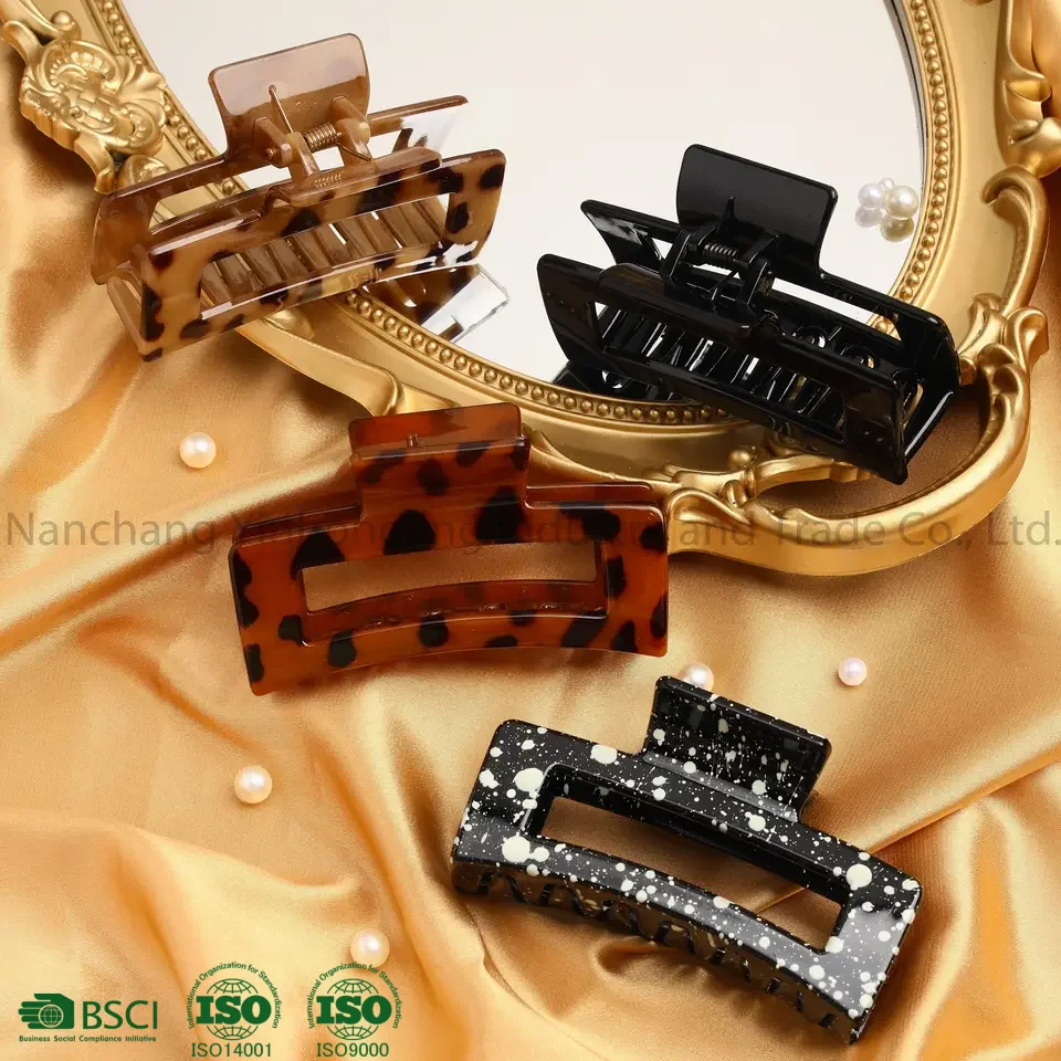 

factory wholesale 8.5cm Rectangle hair claw clip fashion plastic hair clip claw for women