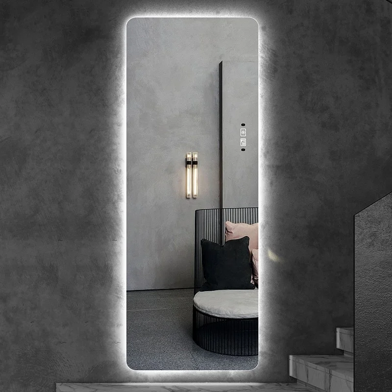 

Best Selling Exquisite Rounded Rectangle Luxury Smart Touch Dimming Bedroom Led Light Full Length Mirror