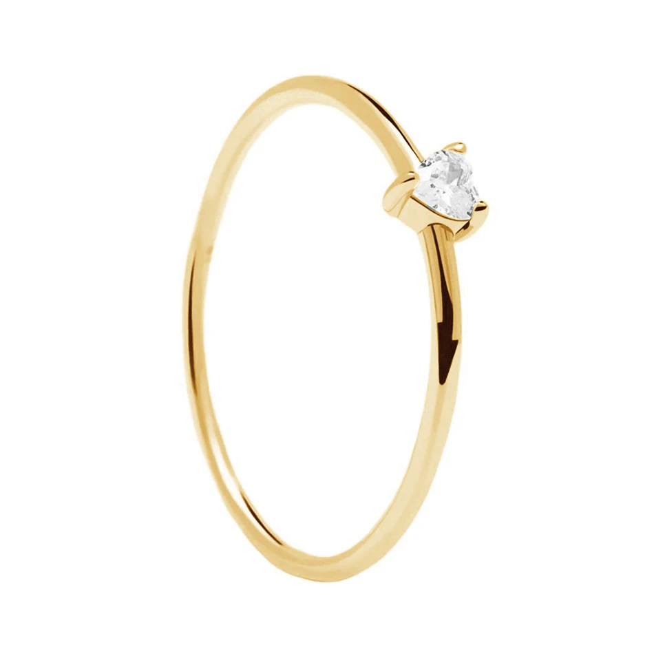 

fashion wholesale gold jewelry 925 sterling silver 18k gold plated white heart ring gold jewelry for women