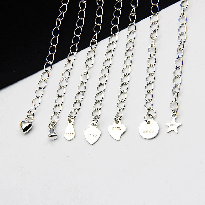 DIY Solid 925 Sterling Silver Extension for Jewelry Necklace Bracelet Anklet S925 Extender Chains for Women Jewelry Making