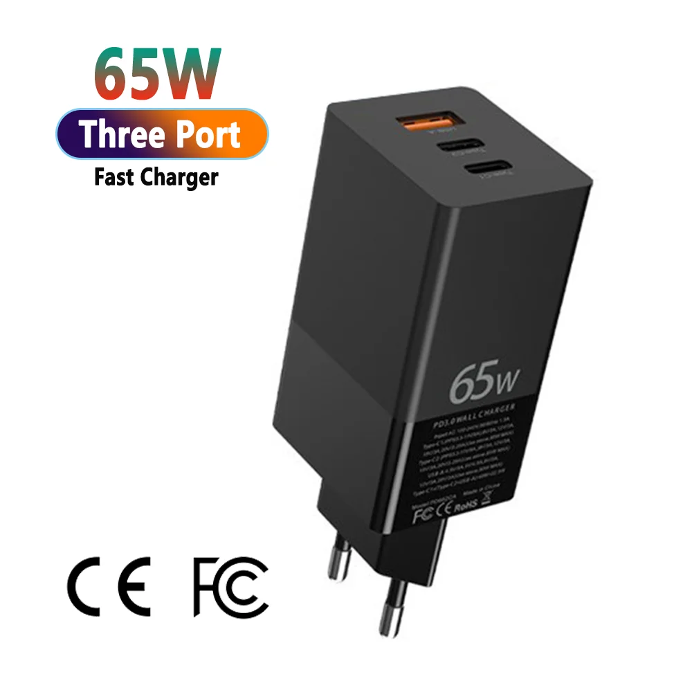 

Free Shipping 1 Sample OK CE FCC GAN 65W PD Super Fast Charger EU UK US Plug USB Wall Charger Adapter Custom Accept