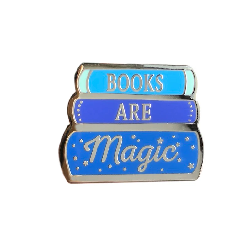 

Stock " silver plated books are magic hard enamel lapel pin for student, Pantone color