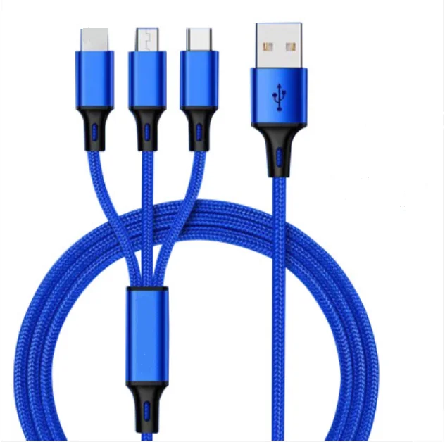 

Durable Data 3 in 1 Fast USB Charging Cable Universal Multi Function cell phone/Type-C/Android Charger Cord