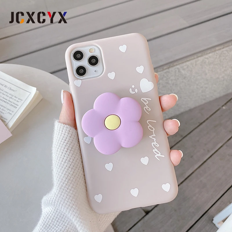 

3D Lovely flower holder stand Soft phone case for iphone 12 Pro Max 12 MiNi 11 Pro Max X XS XR 6S 7 8 plus SE 2020 Cute cover