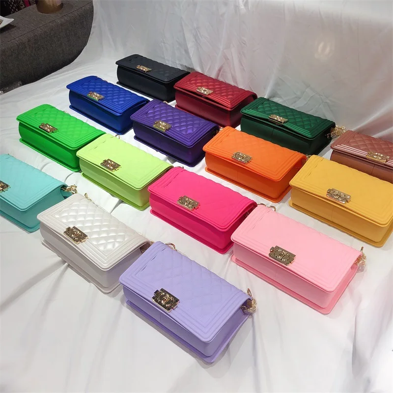 

Wholesale Fashion Solid Color Jelly Designer Bags Ladies Purses Women Handbags Jelly Purse And Handbags, Red, blue, purple, green, yellow, pink, white