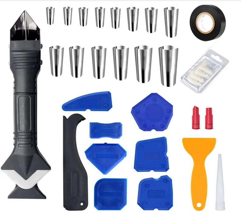 Stainless Steelhead Perfect Caulking Finisher Nozzle 29 PCS Caulking Tool Kit 3 in 1 Silicone Caulking Tools
