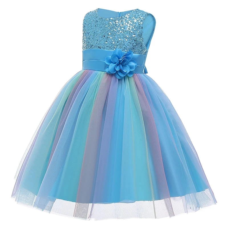 

LZH Girls Sequins Princess Party Dress Wedding Gown Kids Dresses for Girls Birthday Dress Children Clothing, Picture color