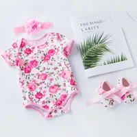 

Wholesale Baby Clothes High Quality Cotton Short Sleeve Baby girls romper sets