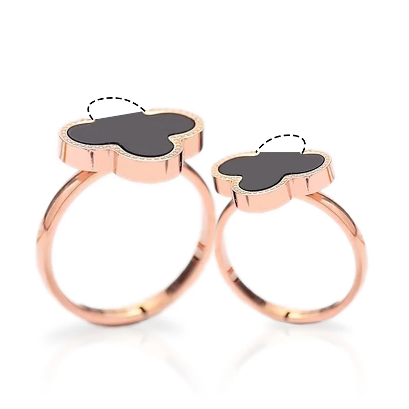 

Sea Shells Ladies Hand Accessories Rose Gold Stainless Steel Waterproof Jewelry 4 leaf Clover Lucky Ring