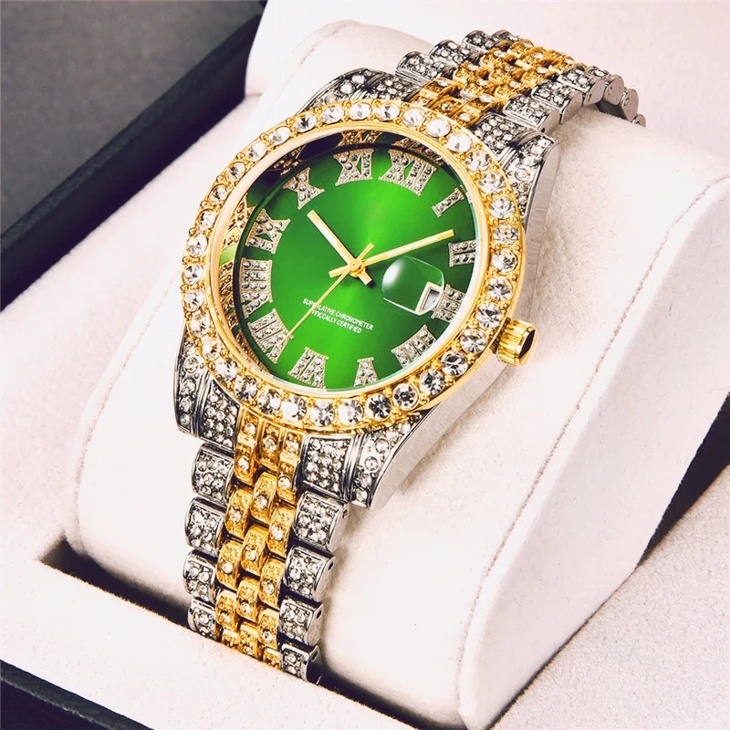 

Hot sale high quality Moissanite Diamond Watch Men Moissanite Watch Diamond Crystal Glass Watch