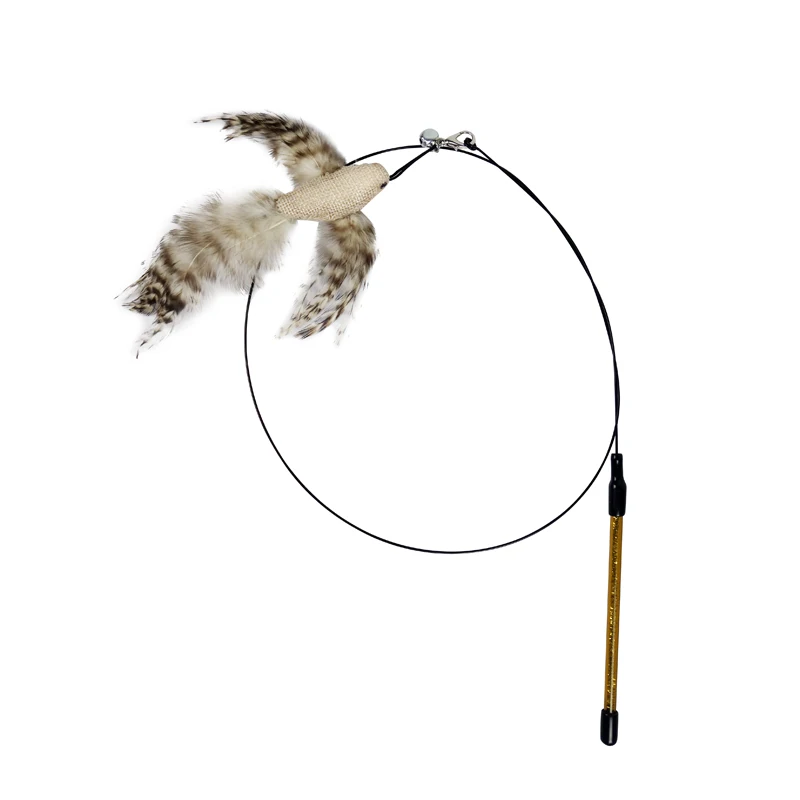 

Steel wire feather funny cat stick replacement head cat toy bite resistant toy