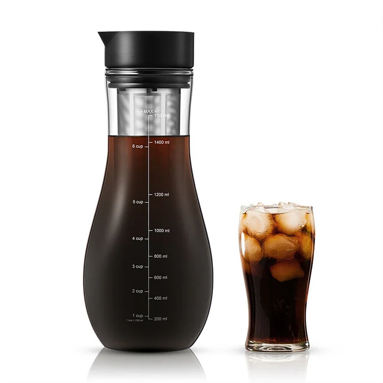 

Ready to ship Borosilicate Heat Resistant Clear Glass Cold Brew Coffee Maker Coffee Tea Pot