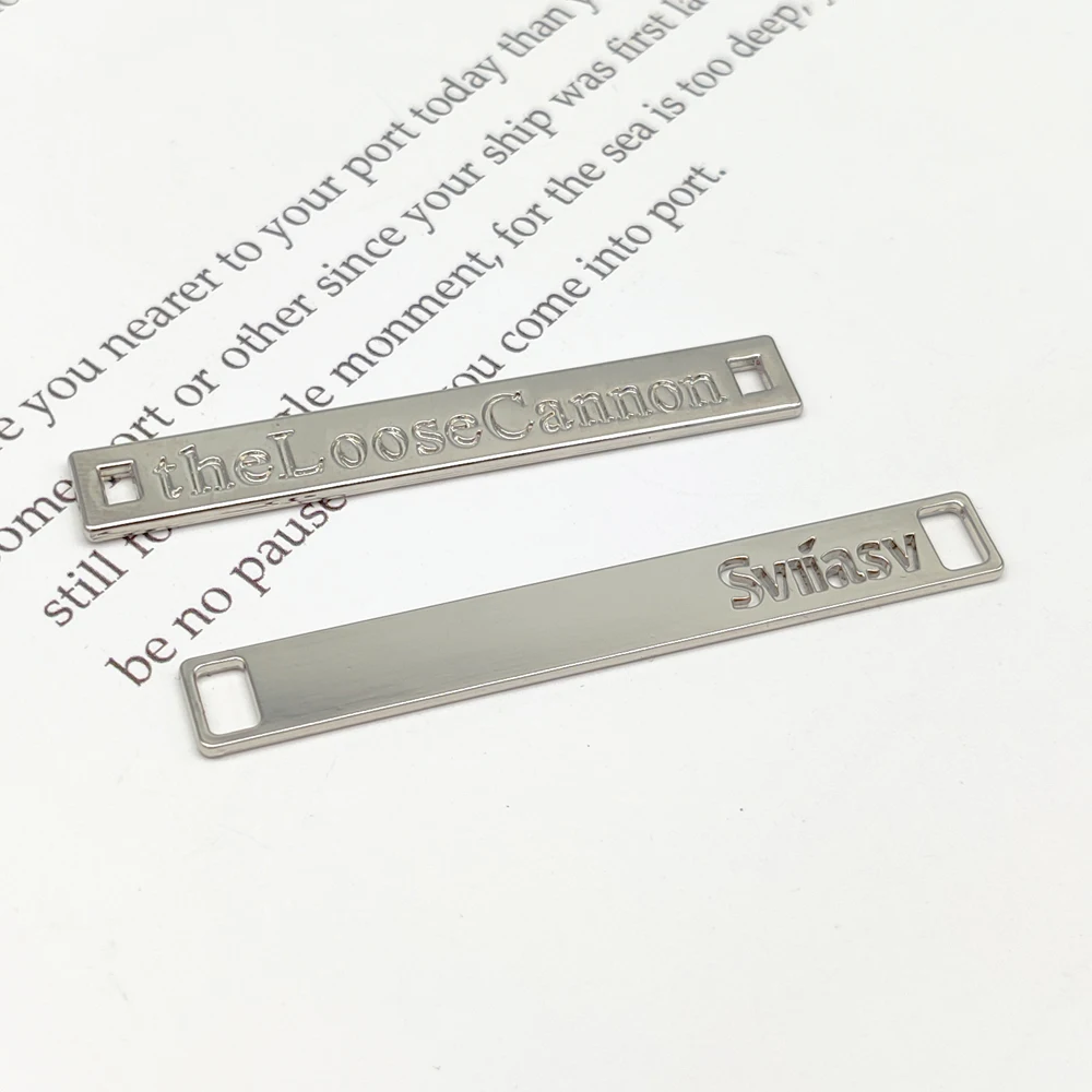 

Design rectangular Shaped Brand Logo Custom Metal Tag label Plate For Clothing