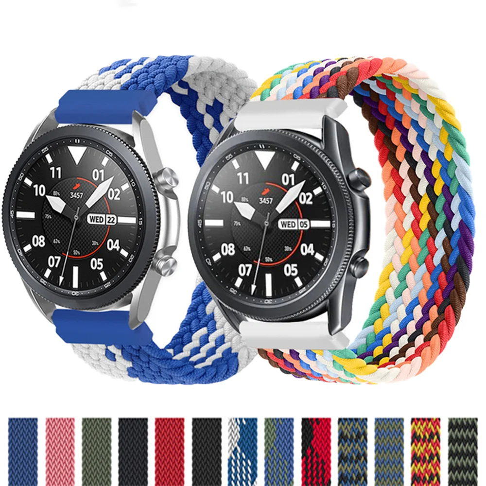 

20mm 22mm Braided Solo Loop Band for Samsung Galaxy watch 3 46mm 42mm active 2 40mm 44mm Gear S3 bracelet Huawei GT2 Pro strap, Multi colors/as the picture shows