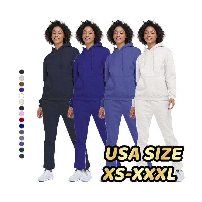 

Dropshipping custom women oversized hoodie two piece jogger sets womens tracksuits plus size, Picture shows