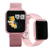 Double strap P80 Smart Watch Full touch screen Sport Fitness Heart Rate BT Bracelet Message Reminder Smart clock For IOS android