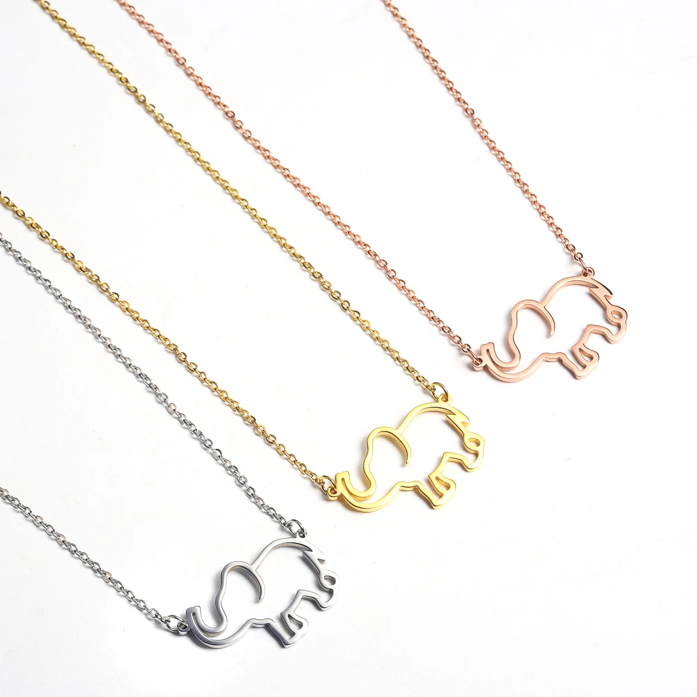 

Simple Hollow Out Stainless Steel Good Luck Elephant Necklace