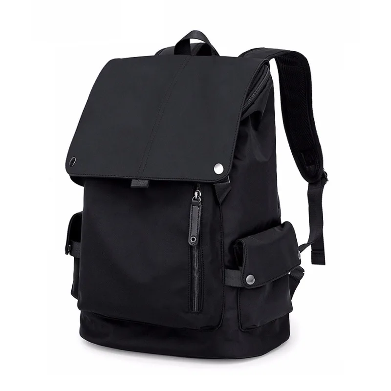 

Korean Street Style Men Simple Black Nylon Backpack Bag Stylish University Back Pack School