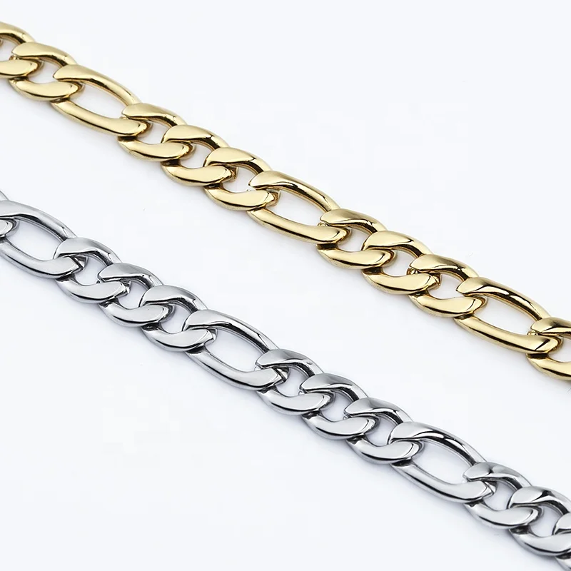 

Hip Hop Stainless Steel Gold Plated NK Figaro Chain Necklace Jewelry For Women Men