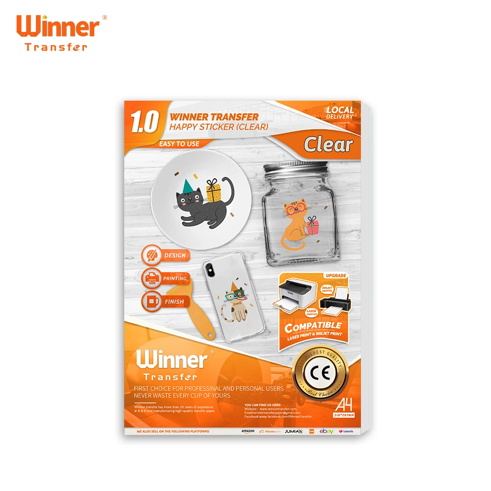 

Winner Transfer RTS 20sheets New Formulation A4 Medical CE Non-Toxic Waterproof Happy Stickers for Inkjet AND Laser Printer