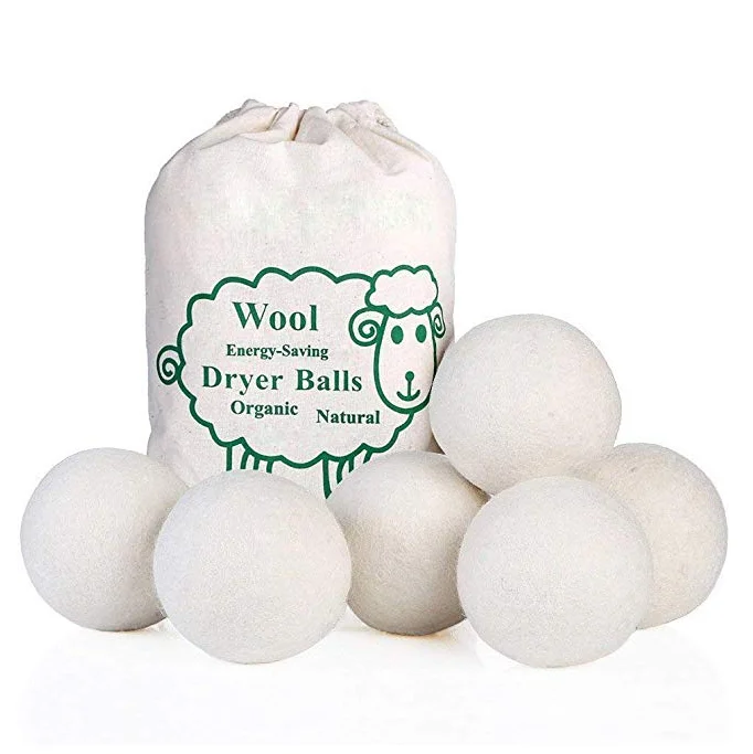 
handmade 6 pack laundry organic 100% New Zealand wool dryer balls with cotton bag 