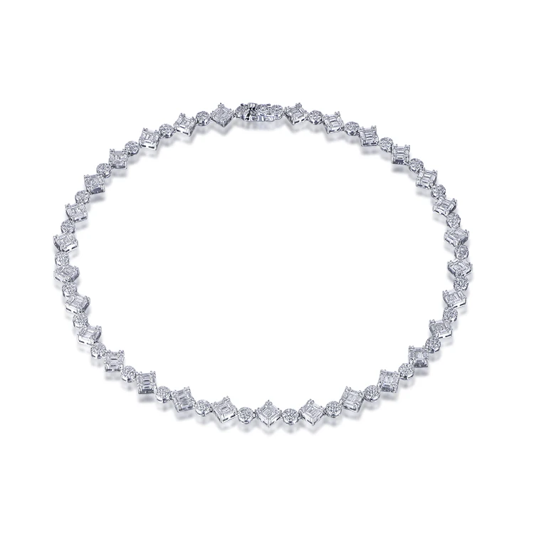 

Minimalist 925 sterling silver cubic zirconia chain jewelry neck necklace for women