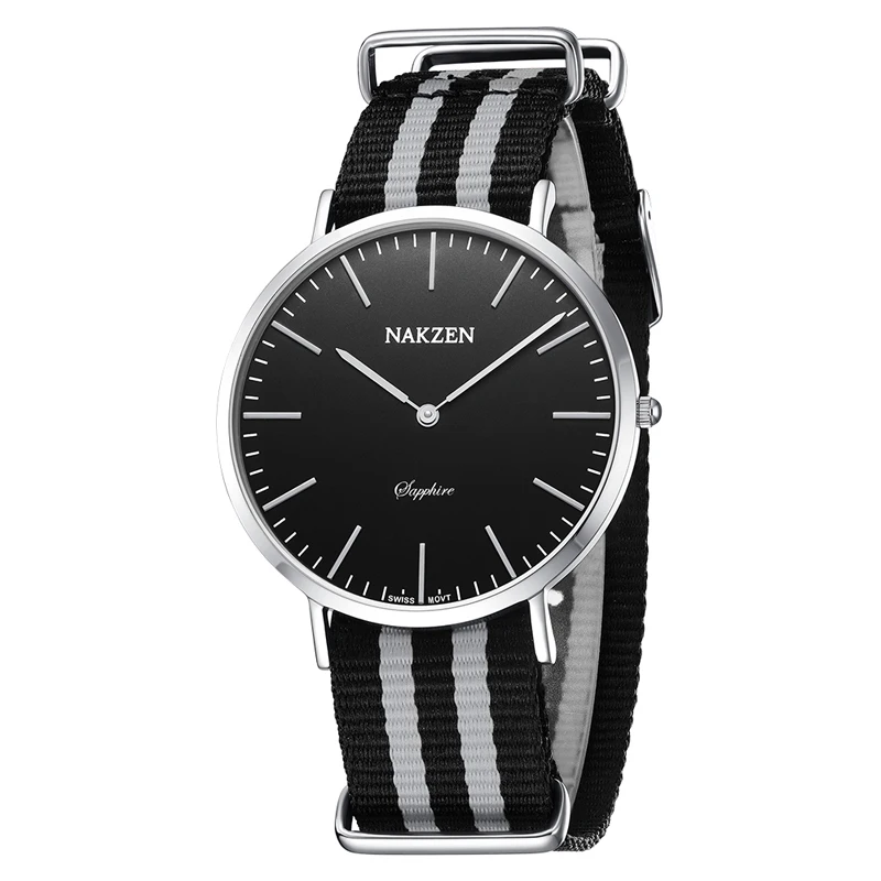 

2021 NAKZEN Brand Quartz Watches Men Classic Nylon Strap Dress Wrist Watch Fashion Casual Unisex WristWatches Relojes Hombre