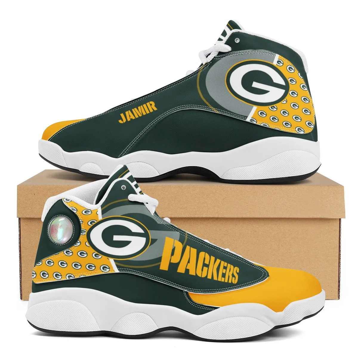 

Wholesale NFL Packers Custom Name Print Logo Design Sport Fashion Sport Sneakers Unisex Breathable Football Team Casual Shoes