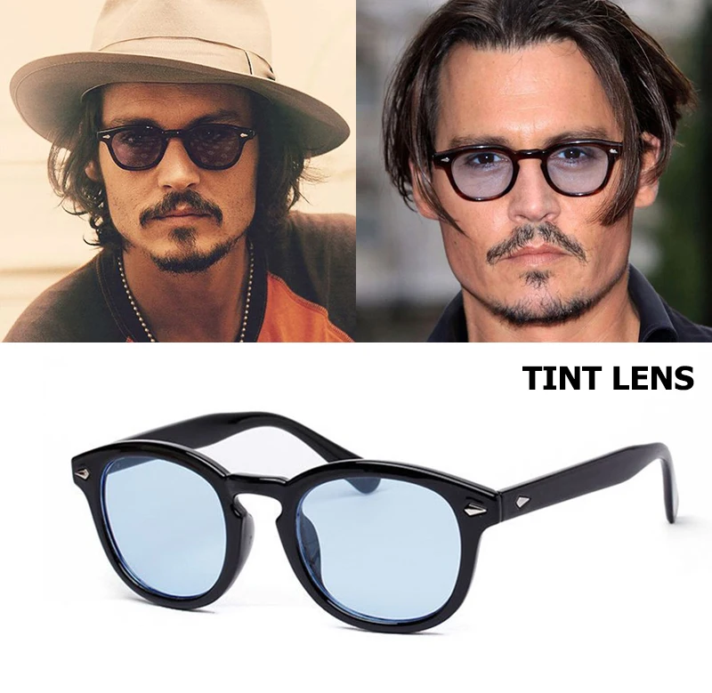 

New Fashion Johnny Depp Style Round Sunglasses Tint Ocean Lens Brand Design Party Show Sun Glasses Oculos De Sol, Picture