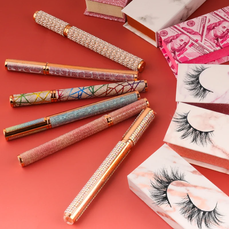 

High Quality Eyeliner Adhesive Pen Waterproof Lashes Eyeliner Glue Black Glue Pen With Rhinestone, Balck. clear