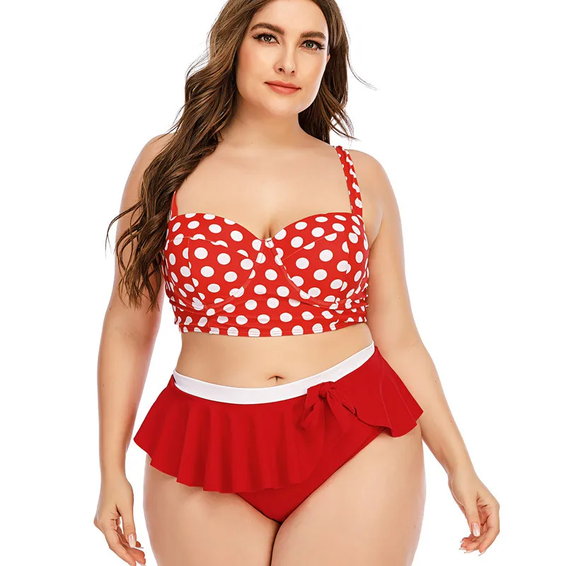 

high quality sexy dot two piece swimsuit plus size bathing suit for woman bikinis woman swimwear extreme bikinis bathing suits, Picture showed