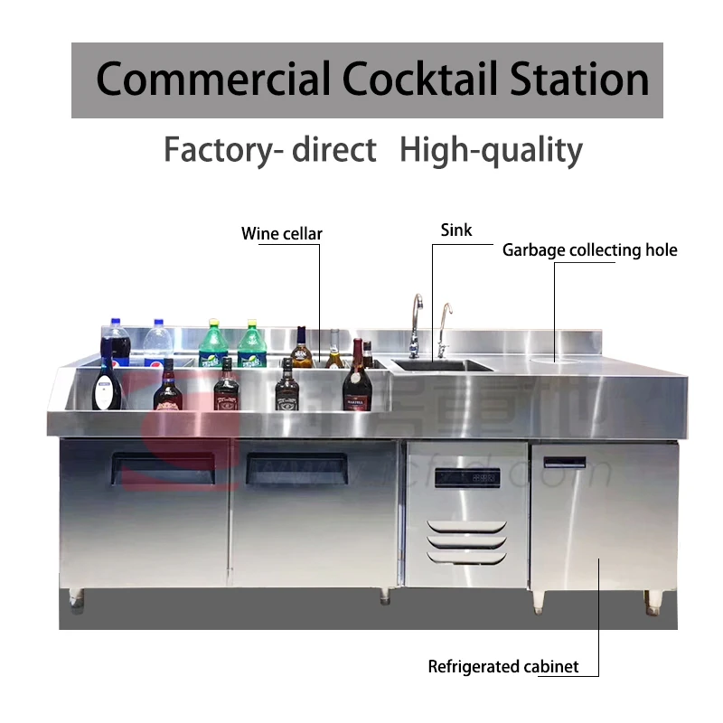 Popular Commercial 304 Stainless Steel Bar Cocktail Station