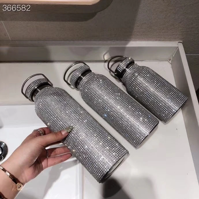 

Sports Outdoor Luxury Woman Gift Stainless Steel Water Bottle Cup Diamond Rhinestone Vacuum Flask Thermos Smart