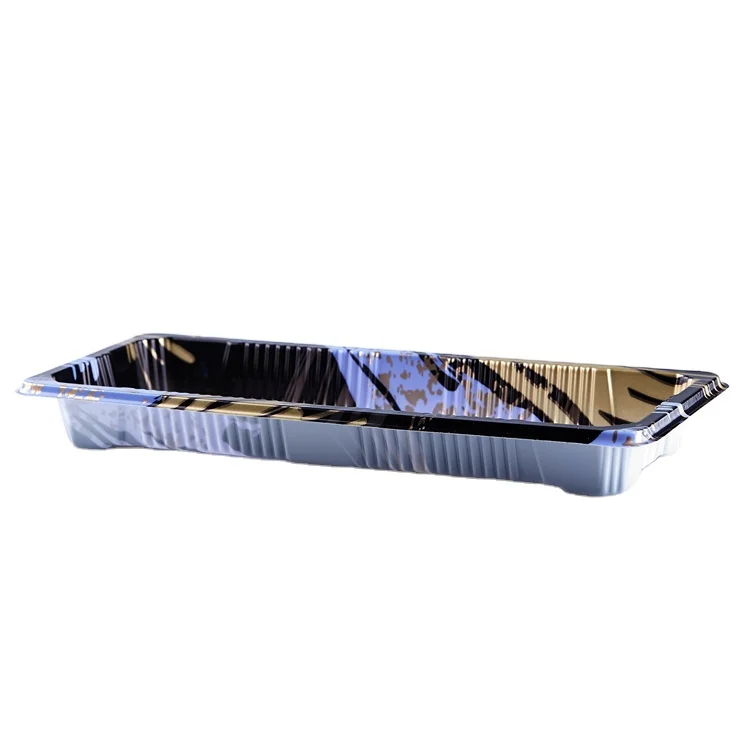 

SM1-1102FA Blue Gold Color PS Plastic serving Platter/Tray with cover